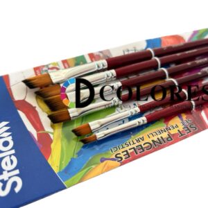 PINCEL ANGULADO SET 6 UNIDADES MARCA STELAM