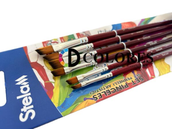 PINCEL ANGULADO SET 6 UNIDADES MARCA STELAM