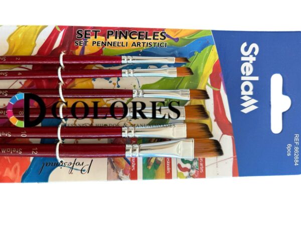 PINCEL ANGULADO SET 6 UNIDADES MARCA STELAM - Imagen 4