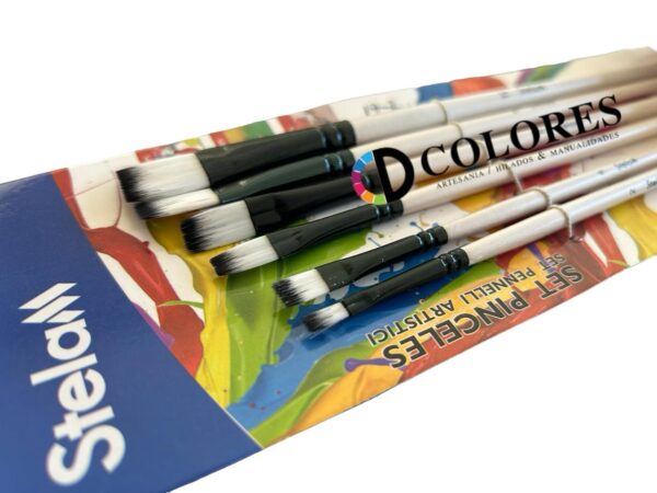 PINCEL SET PLANO MARCA STELAM 6 UNIDADES
