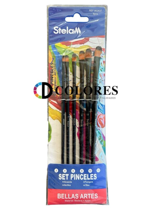 PINCEL LENGUA DE GATO SET 6 UNIDADES - Imagen 3