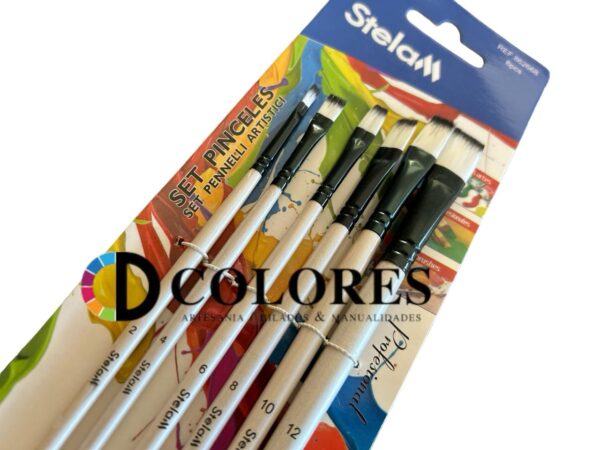 PINCEL SET PLANO MARCA STELAM 6 UNIDADES - Imagen 2