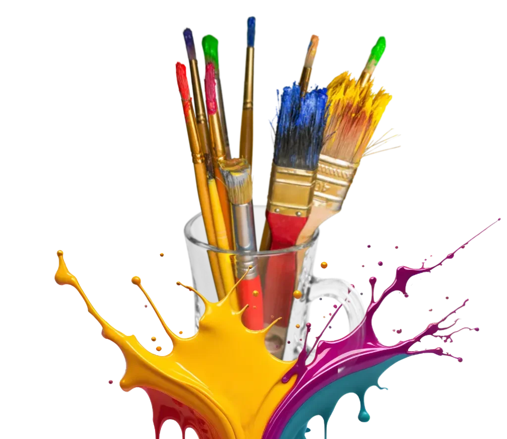dcolores pinceles y brochas con pintura